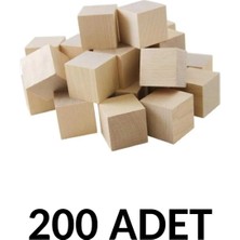 200 Adet Ahşap Doğal Küp Blok 2 Cm, Güzel ve Sağlıklı Oyun Malzemesi