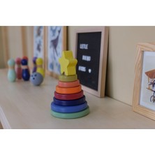 Siyah Ahşap Yıldız Kule Oyuncak, Eğlenceli ve Şık Tasarım