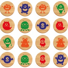 Renkli Ahşap Hafıza Oyunu – Canavarlar, Eğlenceli ve Öğretici Oyun Seti