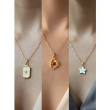 NKT Collection Üçlü Kombin Altın Kaplama Sembol Kolye Seti