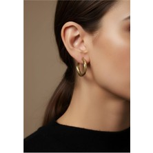 NKT Collection Altın Renk Burgulu Halka Küpe