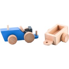 Gri Ahşap Traktör, Oyun ve Dekor Için Şık ve Eğlenceli Tasarım