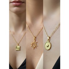 NKT Collection Üçlü Kombin Altın Kaplama Sembol Kolye Seti