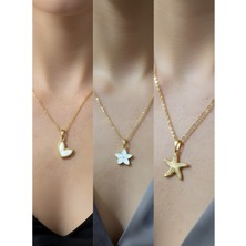 NKT Collection Üçlü Kombin Altın Kaplama Sembol Kolye Seti