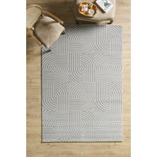 Şık Tasarımlı Gümüş Salon Oturma Odası Yolluk Jüt Halı