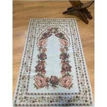 Believe Kınay Buz Mavisi Jakarlı Dokuma Goblen Dekoratif Astarsız Saçaksız Şönilli Seccade 70*115