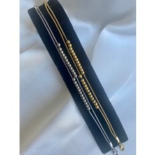 Gold Çelik Dorika Topçuklu 2’li Bileklik