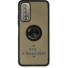 Techno Guru Huawei P Smart 2021 Kılıf Arkası Buz Tasarımlı ve Yüzüklü Kenarları Renkli Şık Montreal Yüzüklü Silikon Kapak