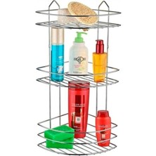 Krom Paslanmaz 3 Katlı Duvara Vidalı Banyo Rafı, Çok Renkli, Şampuanlık ve Düzenleyici