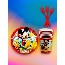 24 Kişilik Mickey Mouse Temalı Tek Kullanımlık Servis Seti