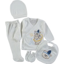 Mdrandy Missimosi Apaçi Nakışlı 5'li Erkek Zıbın Seti Hastane Çıkışı (%100PAMUKLU) (Hediye Paketli)