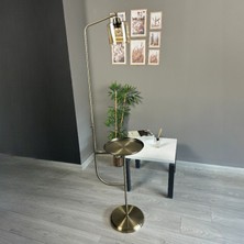 Bamyum Lille Bal Rengi Cam Eskitme Gövde Lambader Düz Tepsili Modern Metal Zemin Lambası