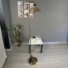 Bamyum Bal Rengi Cam Lambader C Gövde Modern Dekoratif Metal Oturma Odası Çalışma Odası Zemin Lambası
