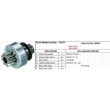Universal Marş Dişlisi 9 Diş 9 Kanal Valeo Tipi Renault Toros R9 R19 Peugeot 405 505 Tam Freze  Ds=9 Dkç=25,8 Boy=55,5 Ks=9 Bdç=12 Gç=48,5