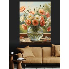 Artmeg Saksıda Canlı Çiçek Buketi Dekoratif Kanvas - Mdf Ahşap Tablo