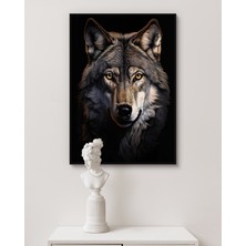 Rosaart Metal Çerçeveli Gerçek Camlı Tablo | Dijital Sanat Kurt Portresi Tablo,dijital Baskılı,ev Ofis Tablo