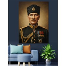 Artmeg Askeri Kıyafetli Mustafa Kemal Atatürk Dekoratif Kanvas - Mdf Ahşap Tablo