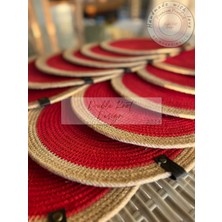 Double Knot Design 4 Adet  Amerikan Servis Supla Tress Jüt Hediyelik Sunum Davet Masa Düzeni