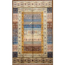 El Dokuma Afgan Halı Gebbeh Desenli Bej Renk 6 Metre Kare