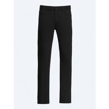 Kip Siyah Düz Dokuma Slim Fit Casual Pamuk Karışımlı Pantolon