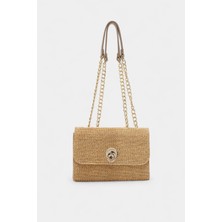 %100 Hasır Zincir Uzun Askı Detaylı Kadın El ve Omuz Çantası