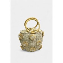 %100 Hasır Zincir Uzun Askı Detaylı Kadın El ve Omuz Çantası