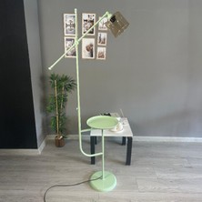 Bamyum Lille Mint Gövde Bal Rengi Cam Lambader Tepsili Makas Gövde Modern Metal Oturma Odası Zemin Lambası