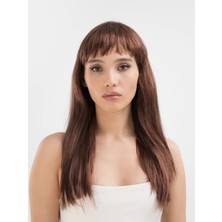 Skygo Kahve Renk Uzun Düz Parti Peruğu - Uzun Kahverengi Peruk