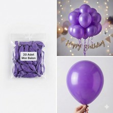 20 Adet Mor Renk Balon Seti - Doğum Günü Parti ve Eğlenceli Etkinlikler Için