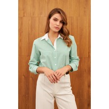 Stella Pulvis Yeşil Çizgili Garnili Gömlek