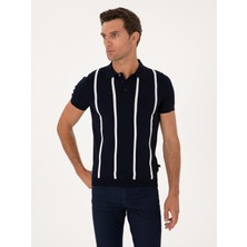 Cacharel Erkek Lacivert Slim Fit Polo Yaka Triko T-Shirt 50300833-VR033