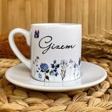 Loren Gift Mavi Bahar Temalı Kişiye Özel İsimli Türk Kahvesi Fincanı – Porselen 90 ml
