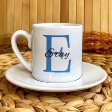 Loren Gift Mavi Harf Temalı Kişiye Özel Isimli Türk Kahvesi Fincanı – Porselen 90 ml