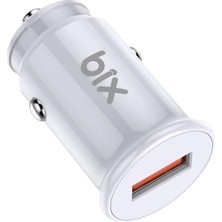 Bix BX1A18W 18W Qc 3.0 Usb-A Araç Şarj Aleti iPhone Android Uyumlu Mini Araç Içi Şarj Cihazı Beyaz