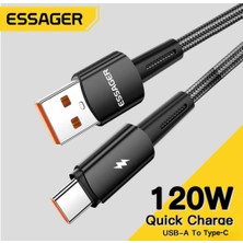 Essager 120W 2-Metre Usb To Type-C Pd Süper Hızlı Şarj-Data Veri Kablosu Ce Lisanslı hasır Örgülü Sağlam