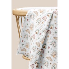 Cekic Kids 4 Katlı Müslin Örtü - Gökkuşağı Desenli Bebek Müslin Battaniyesi - Dört Katlı Müslin 100X110 cm