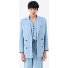 Rivus Oversize Kruvaze Kesim Ceket - Mavi