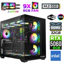 Xaser Neon X50 Intel I3 14100F 32GB Ram 1tb M.2 Nvme SSD 8gb RTX5060 Sıvı Soğutmalı Oyuncu Tavsiye Sistem