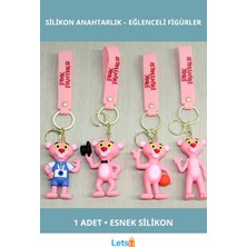 Letsii Eğlenceli Pembe Panter Silikon Anahtarlık