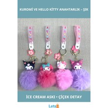 Letsii Ponponlu Sevimli Kuromi ve Hello Kitty Anahtarlık