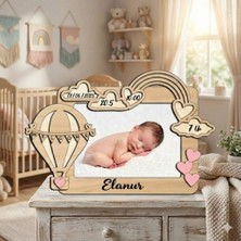 Evsay Kişiselleştirilmiş Ahşap Bebek Fotoğraf Çerçevesi Takvim Yenidoğan