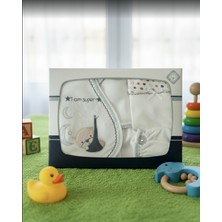 Yusgos Organik 5 Parça Cute Ayıcık Nakışlı Yenidoğan Hastane Çıkışı Seti