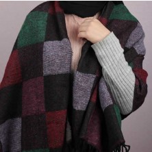 Abarta Kadın Renkli Kare Desenli Omuz Şal Saçaklı 65*160CM Standart