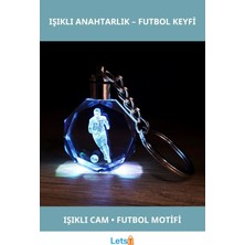 Letsii Futbolcu Tasarımlı Işıklı Kristal Cam Anahtarlık 10 cm