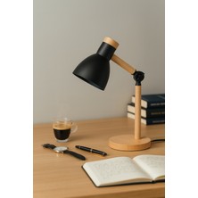 Vivido Home Doğal Ahşap Iskandinav Siyah Masa Lambası