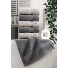 Eumenia Soft Touch Kitchen %100 Pamuklu 6’lı El & Yüz ve Mutfak Havlu Seti 30X30 cm | Antrasit - Gri