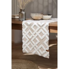 Hamur Punch Yıkanabilir Sofra, Masa, Salon, Mutfak ve Sehpa Masa Runner Mila Bej