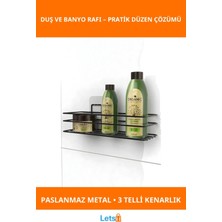 Letsii Yapışkanlı Paslanmaz Metal Duş ve Banyo Rafı 3 5 kg Taşıma Kapasiteli