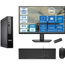 Dell Pc Pro Mıcro QCM1250 Intel® Core™ I5 14500T 128GB Ddr5 256GB SSD Intel® UHD Graphics 770 21.5 Dell Monitör Fhd  Freedos Mini Masaüstü Bilgisayar BTO00821F36+ZETTAUSBBELLEK