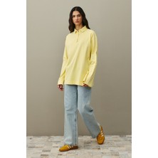 Fahhar Polo Yaka Yıkamalı Sweatshirt Sarı